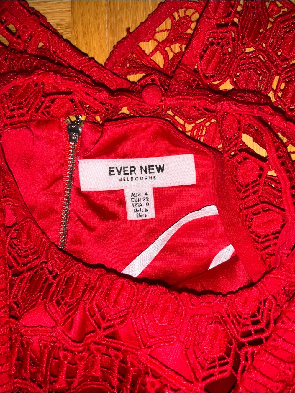 Ever New Red Lace V-Neck Mini Dress - Size 0 (XS) - Picture 10 of 12
